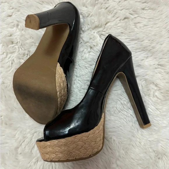 Love Culture black Heeled peep toe size 6 - Picture 5 of 7